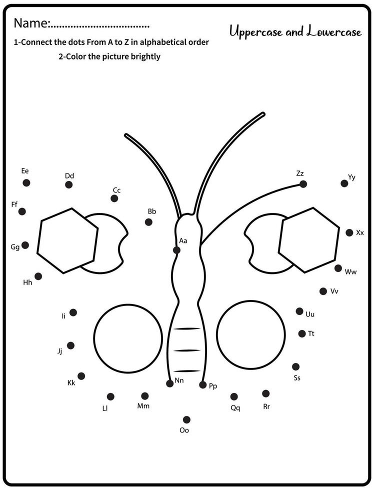 Connect the dots children educational drawing game. .Numbers activity for kids and toddlers. with butterfly vector