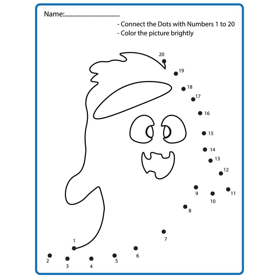 Connect the dots and draw a cute alien character,Dot to dot educational game for kids.Preschool children education activity. vector