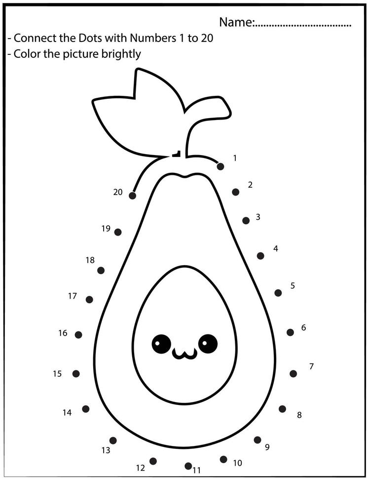 Kawaii food Connect the dots. Math game. Kids activity vector