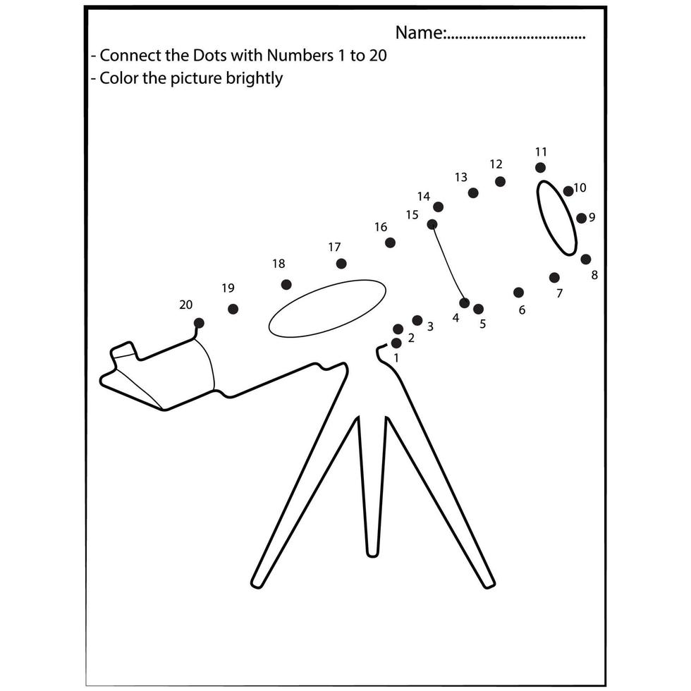 espacio punto a punto y actividad de color. astronomía conecta el juego de puntos para niños. colorante matematico divertido vector