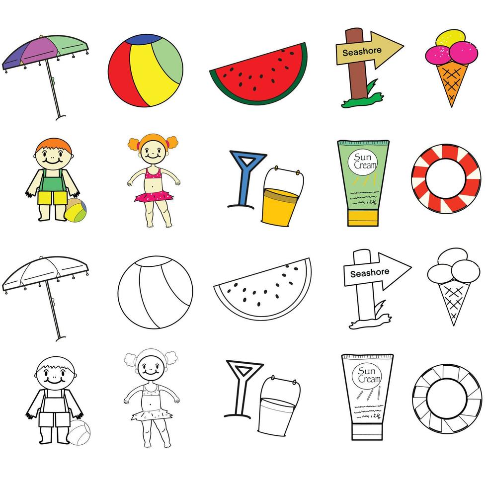 Big Collection of Summer Clip Art set. vector