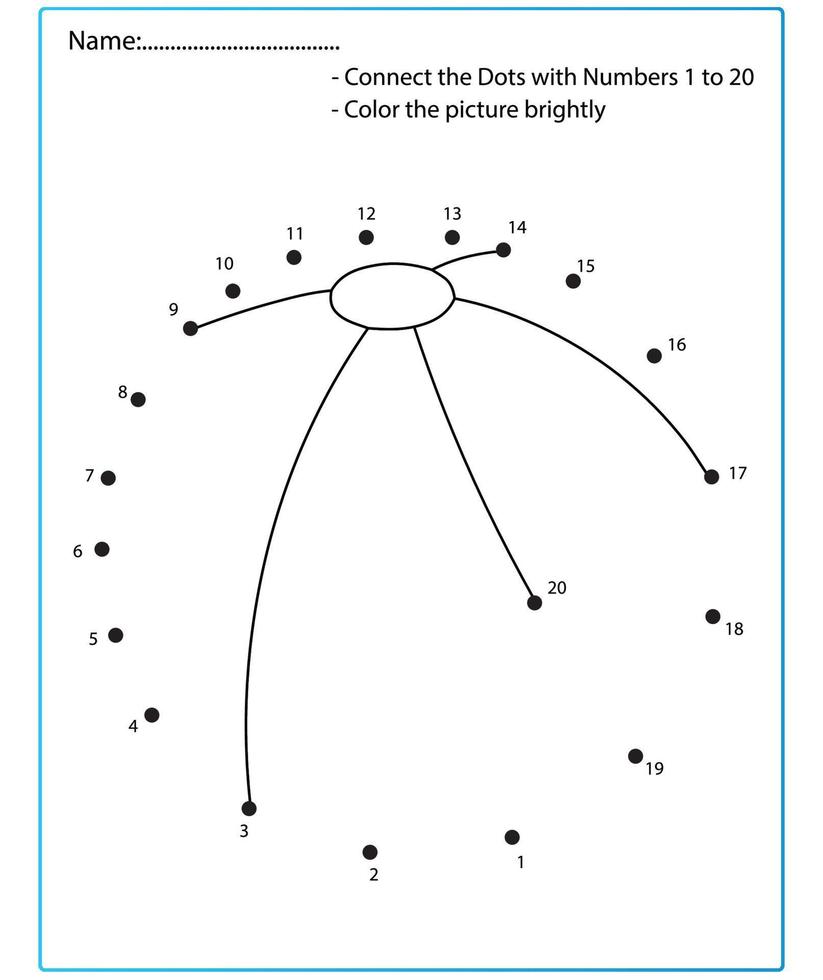 Summer Game Dot to dot Worksheets game for kids. vector