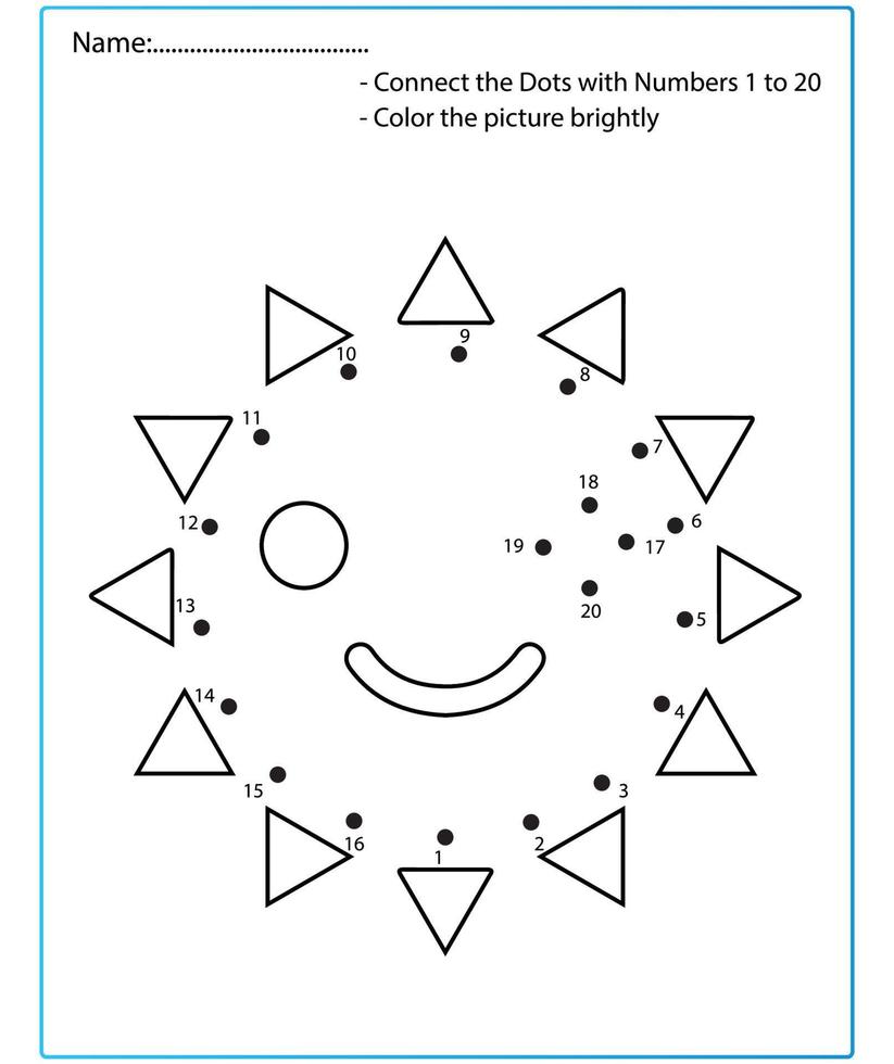 Summer Game Dot to dot Worksheets game for kids. vector
