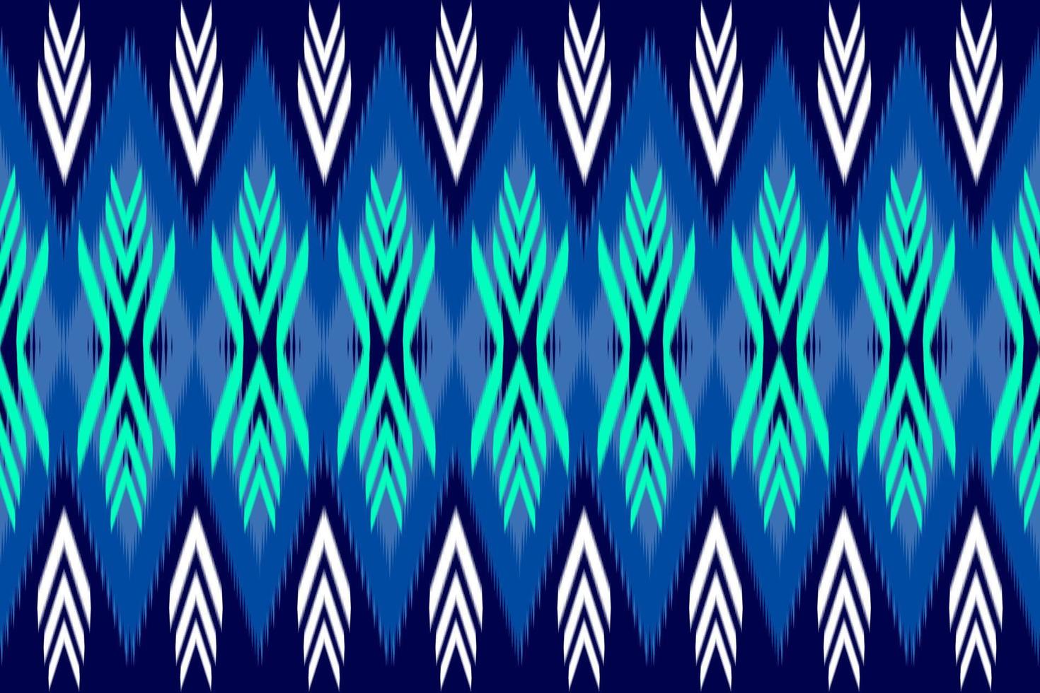 arte azul ikat. patrón étnico sin fisuras. estilo tribal tradicional. artesanía azteca. diseño para fondo, ilustración, textura, tela, batik, ropa, envoltura, papel tapiz, alfombra, bordado vector