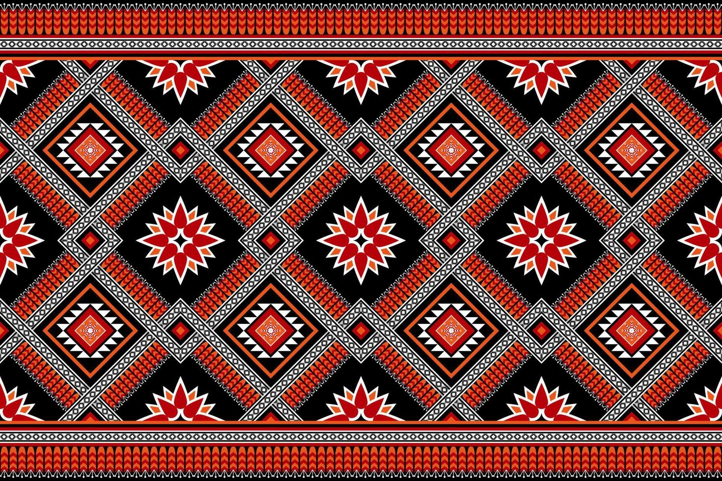 Geometric ethnic seamless pattern traditional. Colorful flower decoration. Decorate the border. Design for background, carpet,wallpaper,clothing,wrapping,batik,fabric,Vector,illustration,embroidery. vector