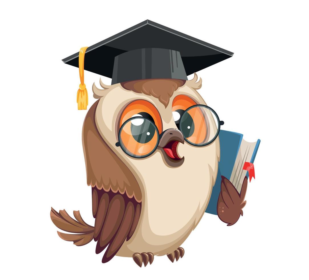 Owl in graduation cap. Back to school vector