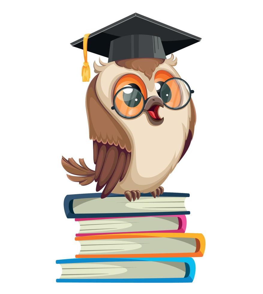 Owl in graduation cap. Back to school vector