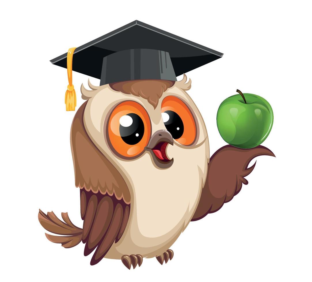 Owl in graduation cap. Back to school vector