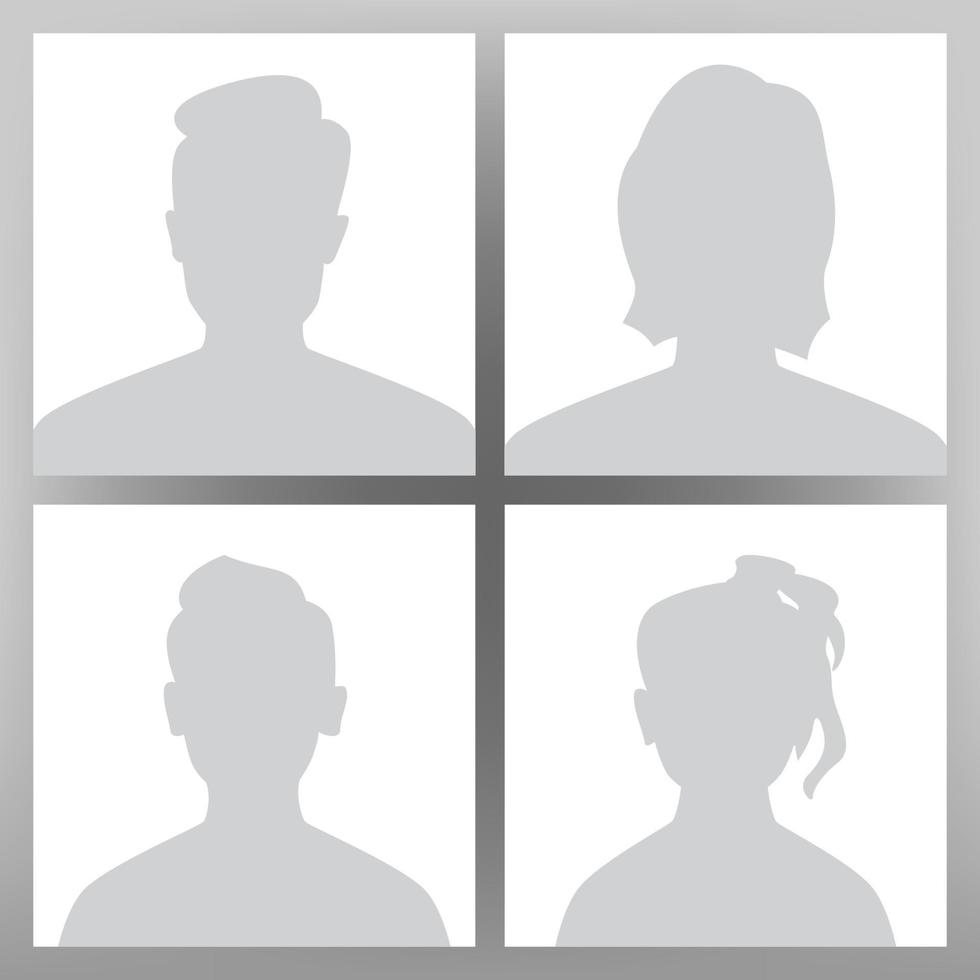 Default Avatar Vector. Placeholder Set. Man, Woman, Child Teen Boy, Girl. User Image Head. Anonymous Head Face. Minimal Symbol. People Grey Photo Icon. Person Portrait Image Illustration vector