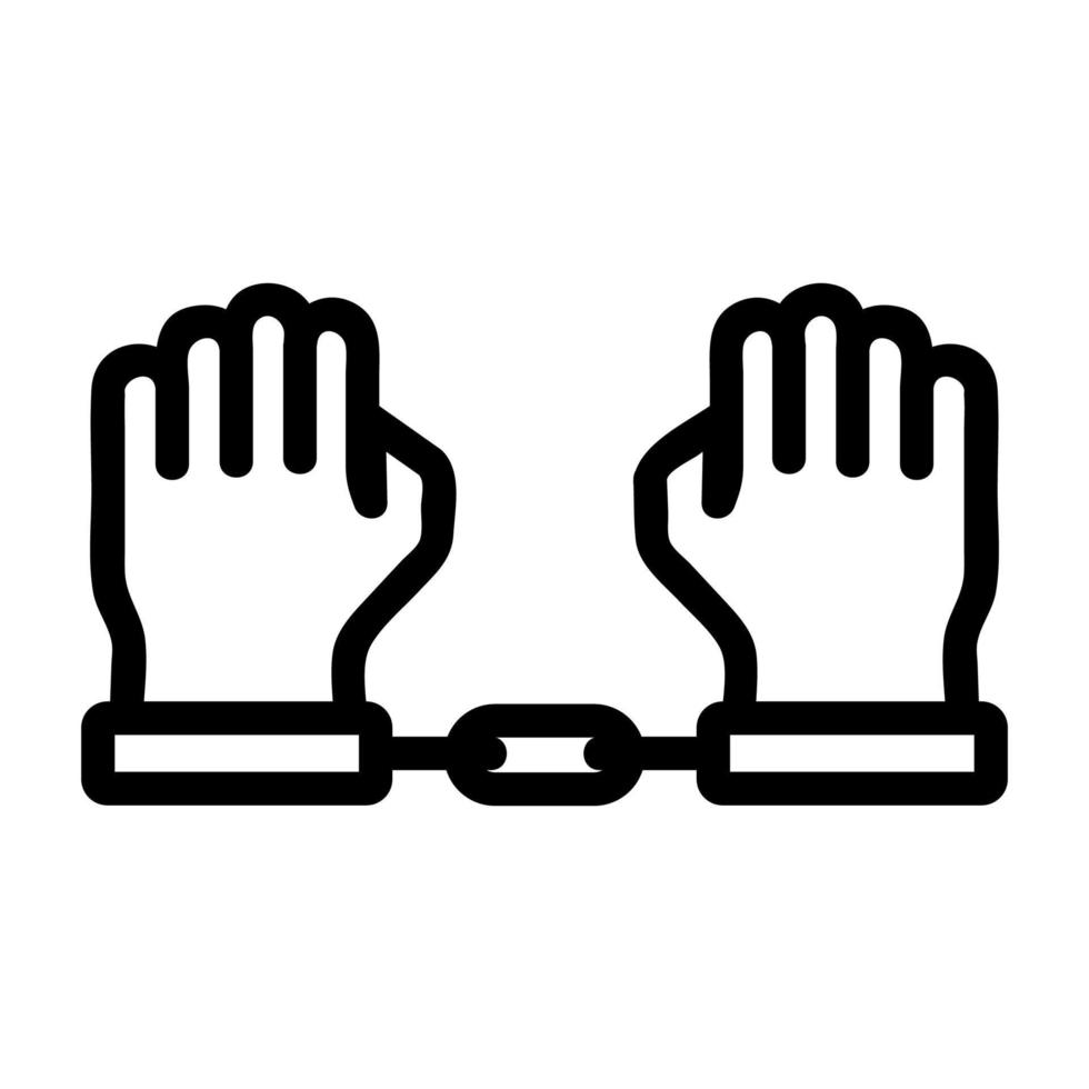hands and handcuffs icon vector. Isolated contour symbol illustration vector