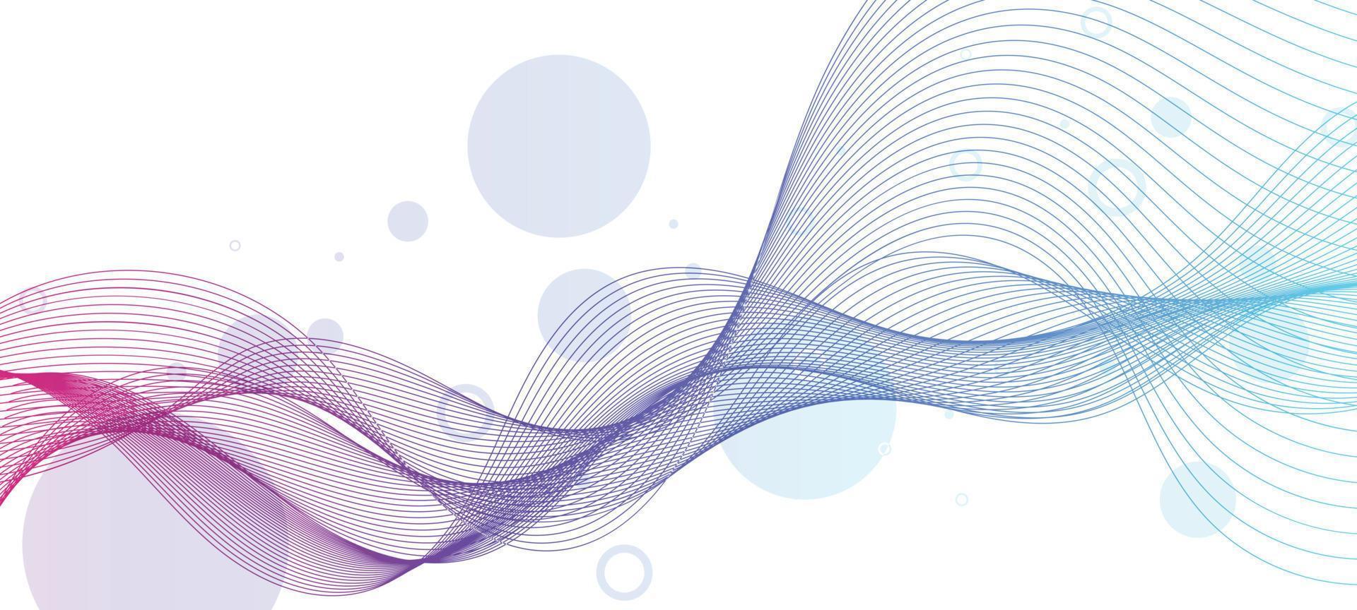 Abstract vector blue and pink wave line flowing isolated on white