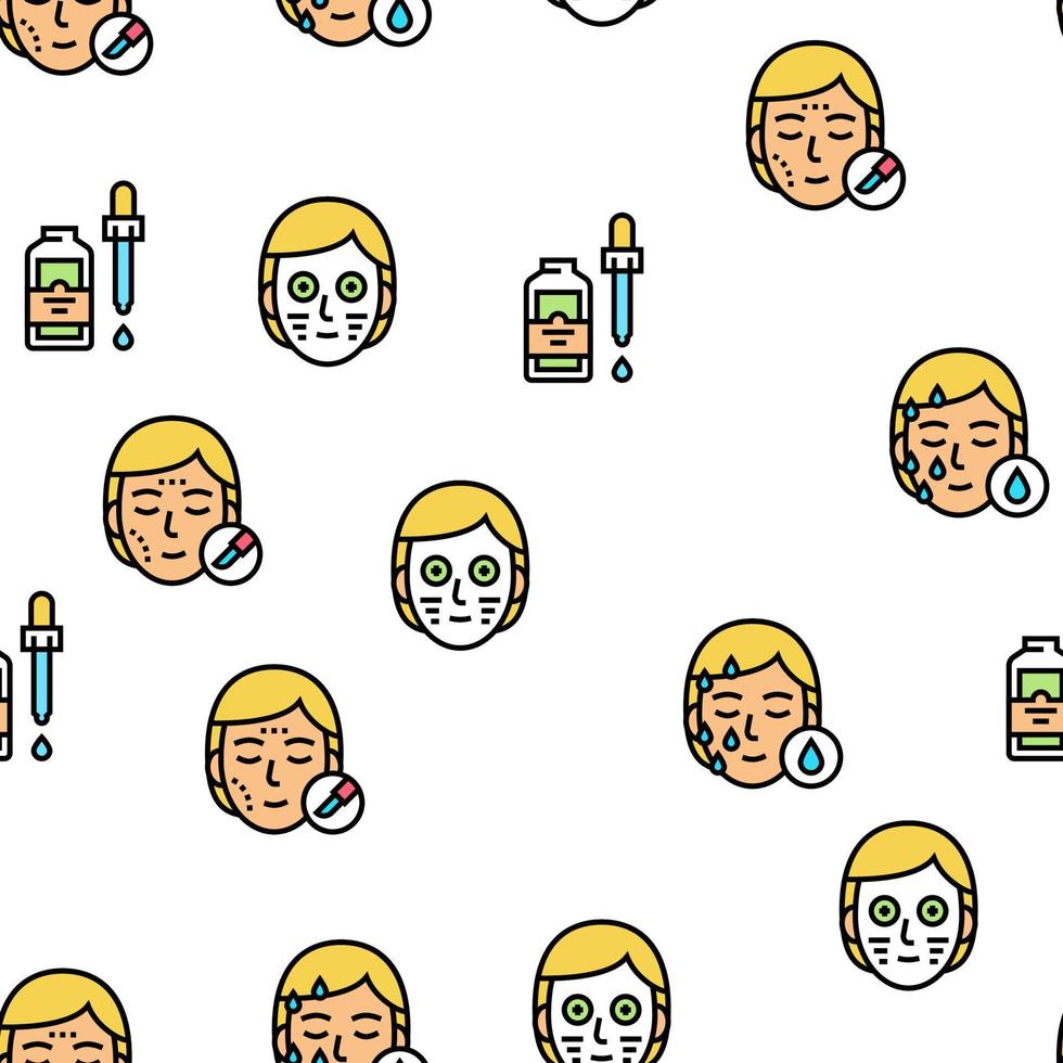 Facial Skin Care Treat Vector Seamless Pattern