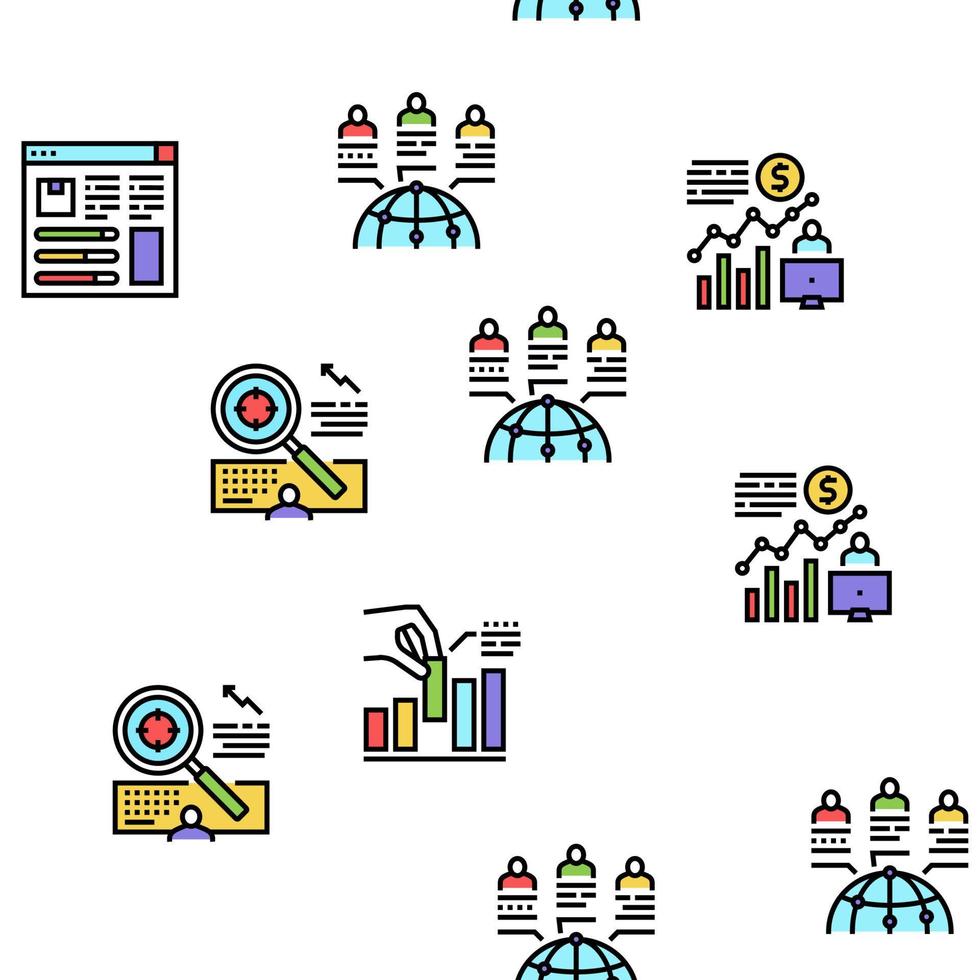 Market Research And Analysis Icons Set Vector