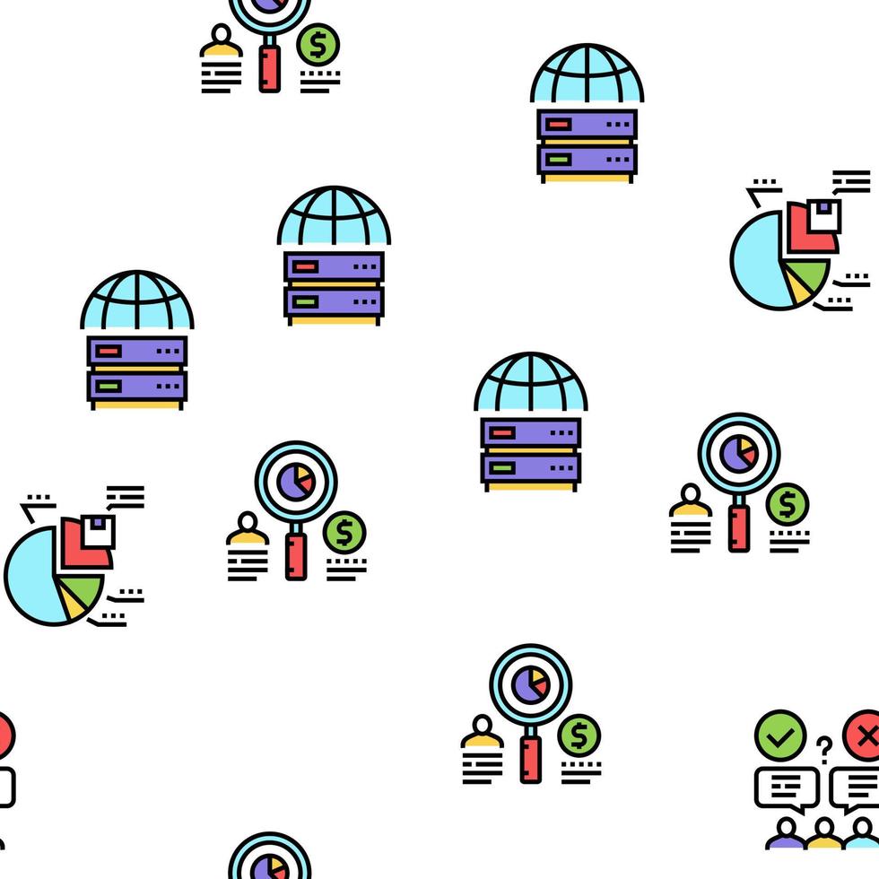 Market Research And Analysis Icons Set Vector