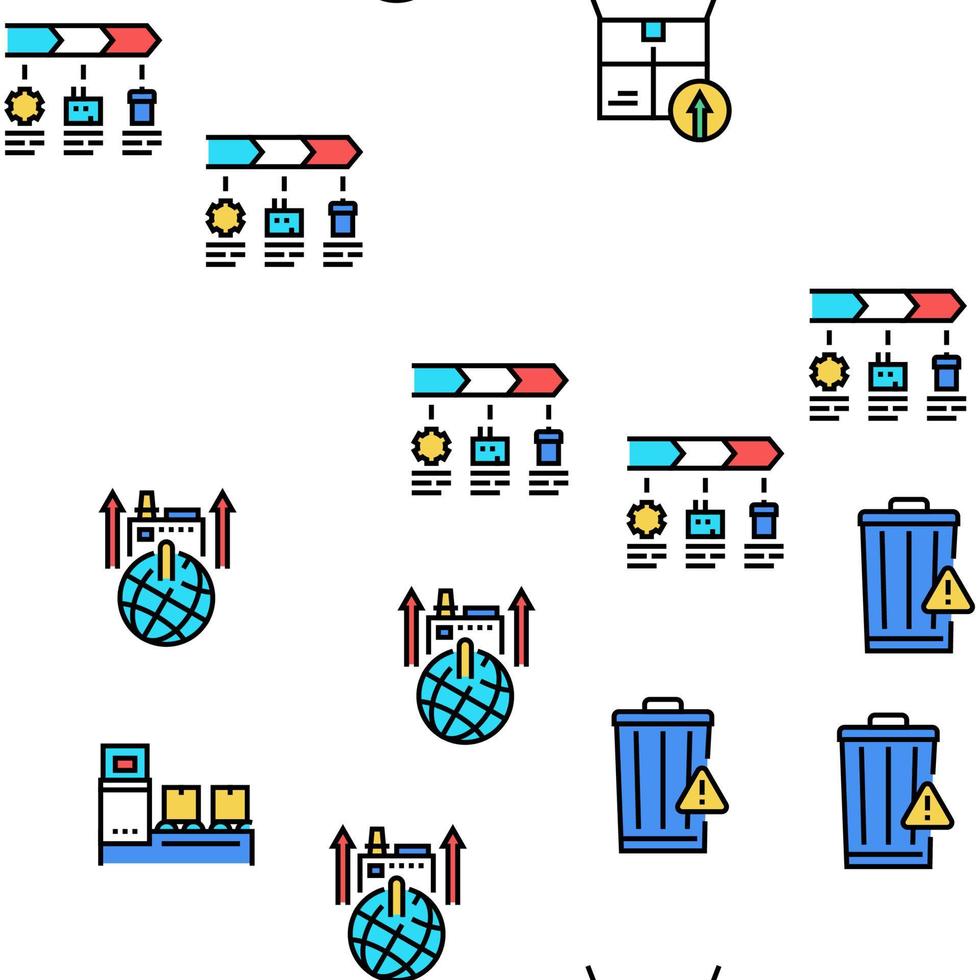 Circular And Linear Economy Model Icons Set Vector
