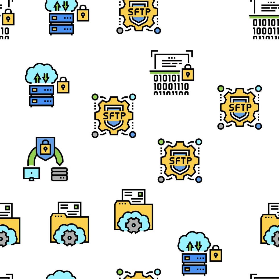 Ssh, Sftp File Transfer Protocol Icons Set Vector