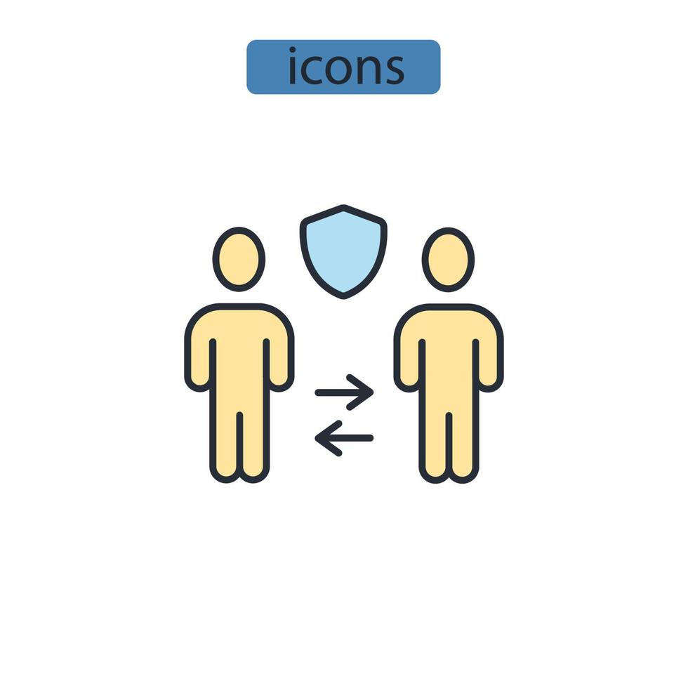 Social distancing icons  symbol vector elements for infographic web