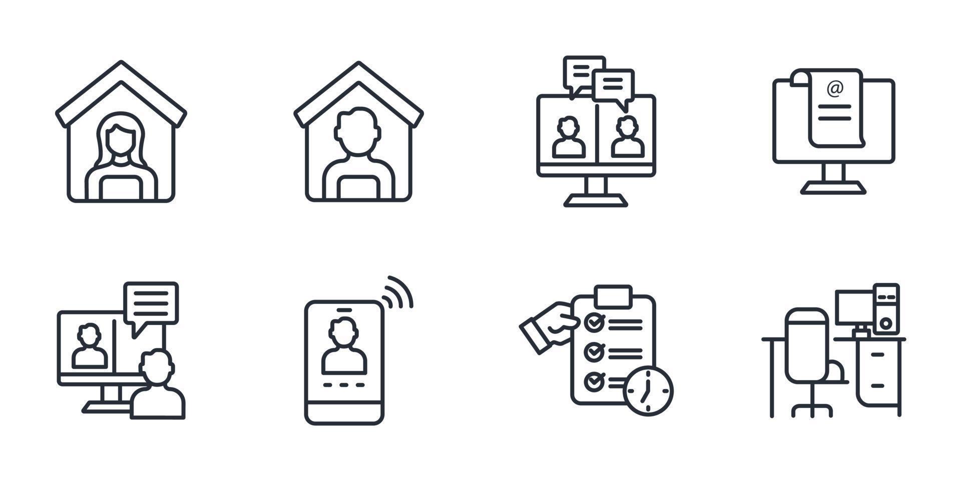 Work from home icons set . Work from home pack symbol vector elements for infographic web