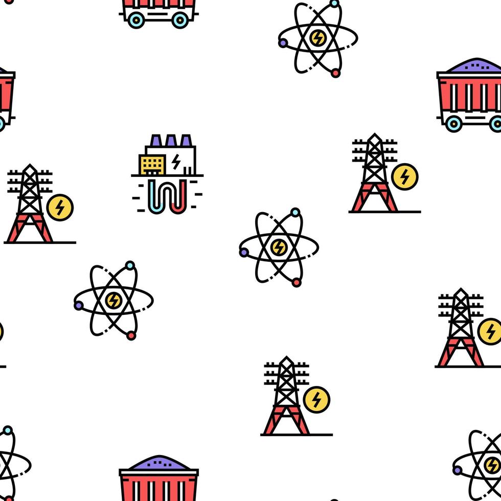 Energy Electricity And Fuel Power Vector Seamless Pattern