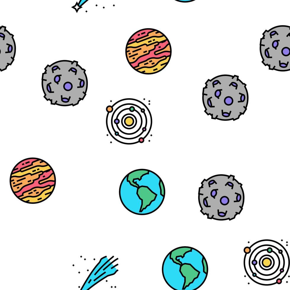 Galaxy System Space Vector Seamless Pattern