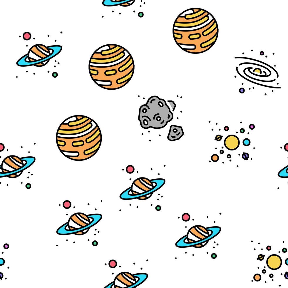 Galaxy System Space Vector Seamless Pattern