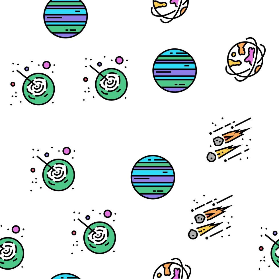 Galaxy System Space Vector Seamless Pattern