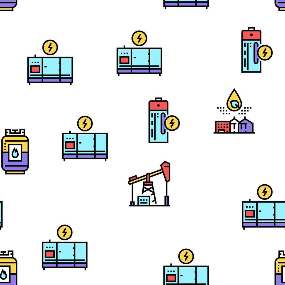 Energy Electricity And Fuel Power Vector Seamless Pattern