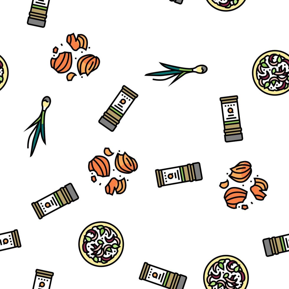 Onion Fresh Vitamin Vegetable Vector Seamless Pattern