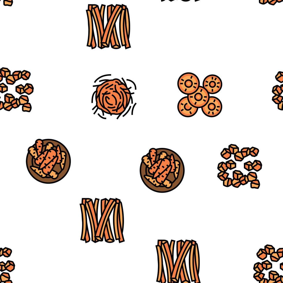 Carrot Vitamin Juicy Vegetable Vector Seamless Pattern