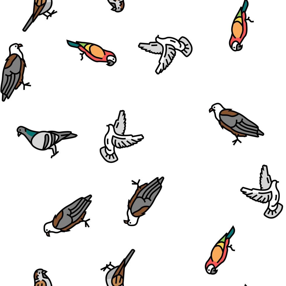Bird Flying Animal With Feather Vector Seamless Pattern