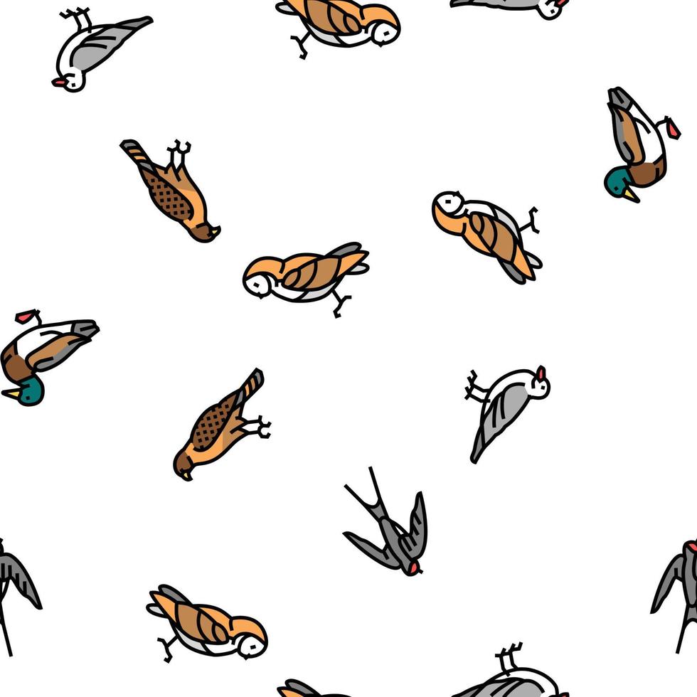 Bird Flying Animal With Feather Vector Seamless Pattern