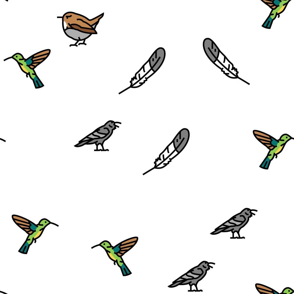 Bird Flying Animal With Feather Vector Seamless Pattern
