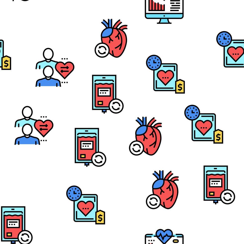 Organ Donation Medical Vector Seamless Pattern