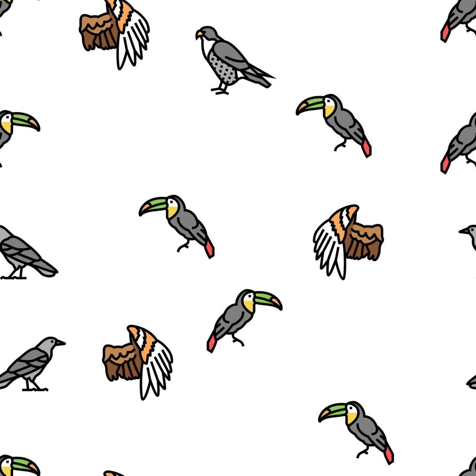 Bird Flying Animal With Feather Vector Seamless Pattern