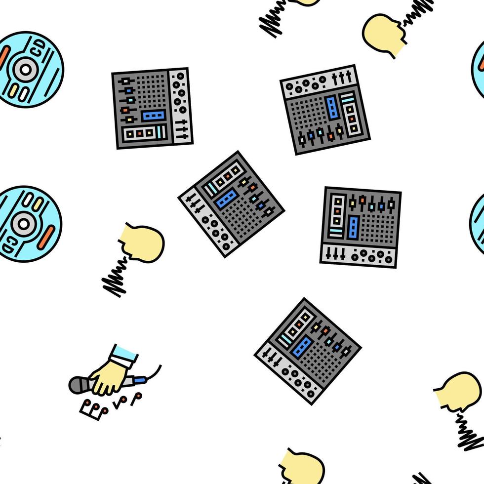 Music Record Studio Equipment Vector Seamless Pattern