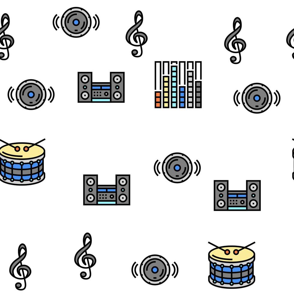 Music Record Studio Equipment Vector Seamless Pattern