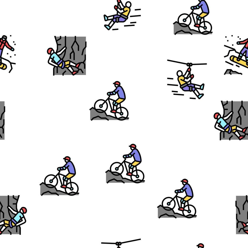 Extreme Sport Sportsman Activity Vector Seamless Pattern