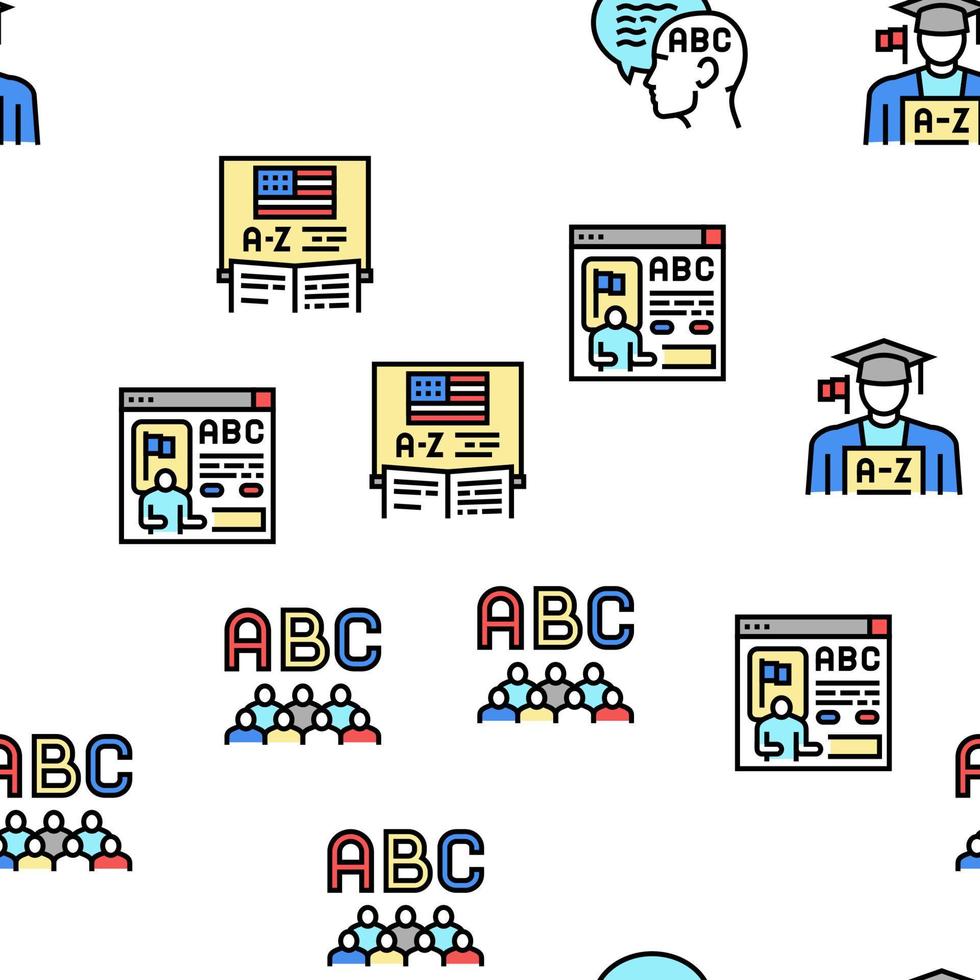English Language Learn At School Vector Seamless Pattern