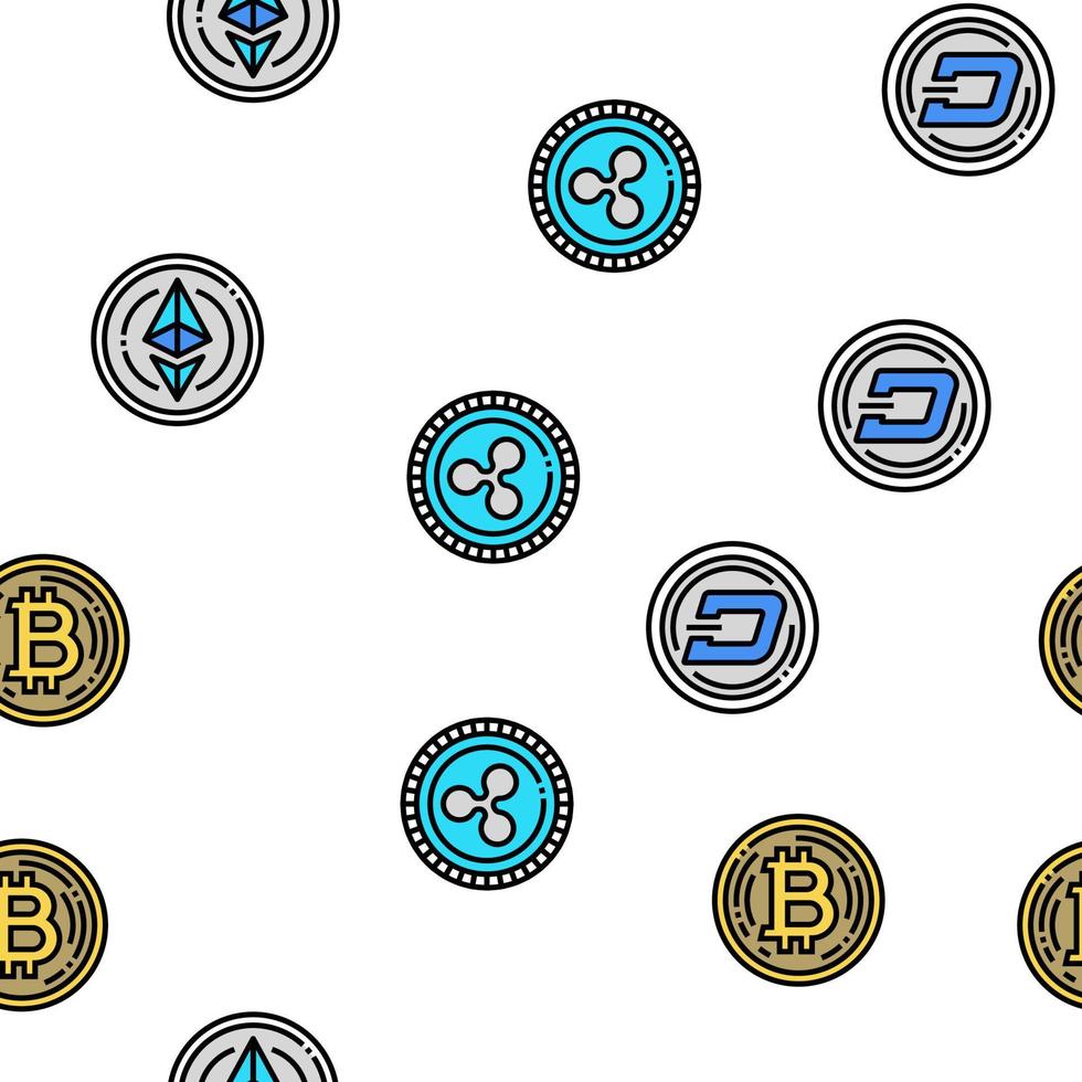 Cryptocurrency Digital Money Vector Seamless Pattern