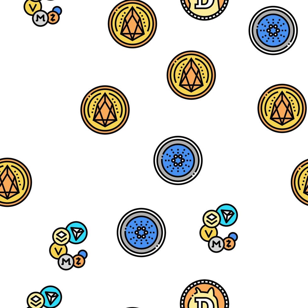 Cryptocurrency Digital Money Vector Seamless Pattern