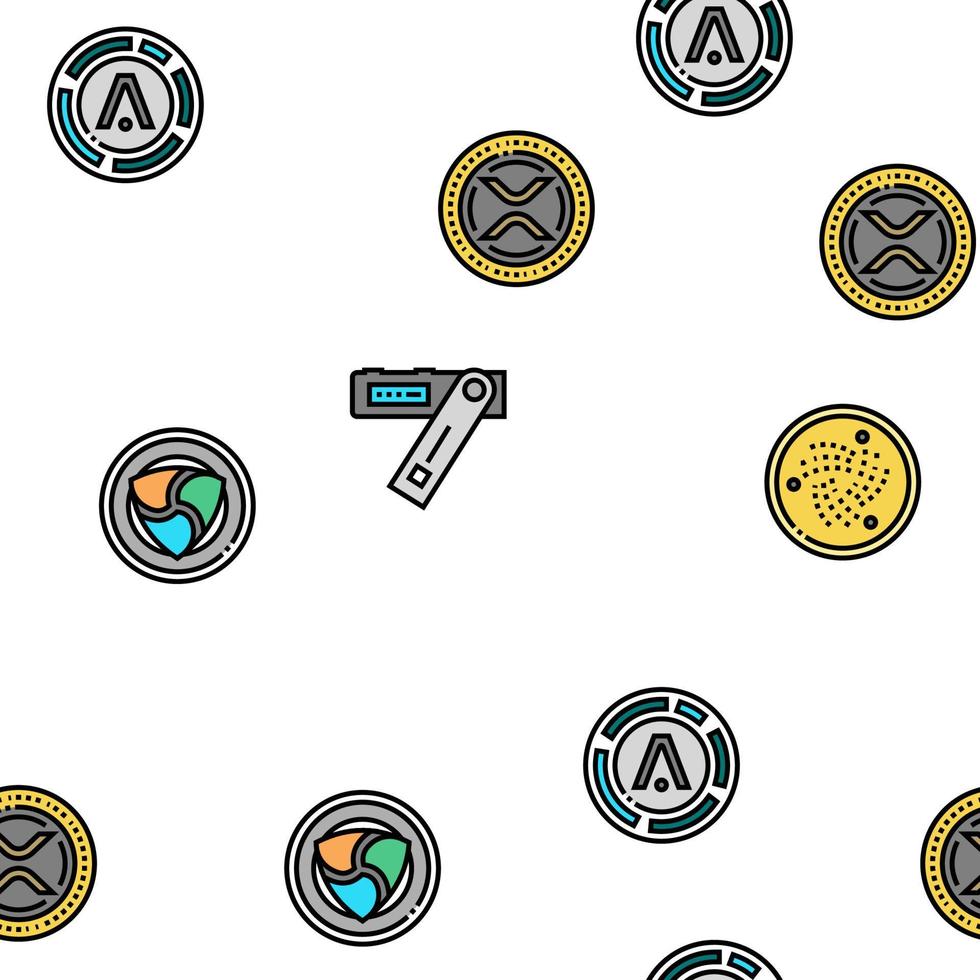 Cryptocurrency Digital Money Vector Seamless Pattern