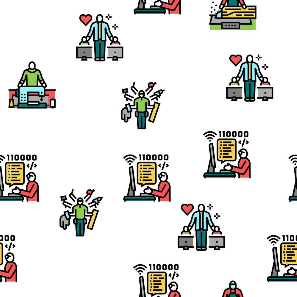 Small Business Worker Occupation Vector Seamless Pattern