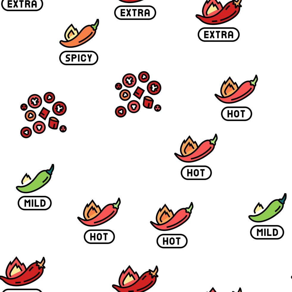 Chili Spicy Natural Vegetable Vector Seamless Pattern