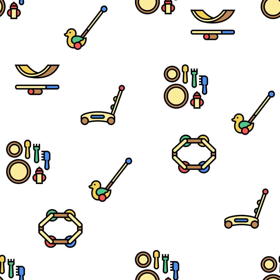 Wooden Toy For Children Play Time Vector Seamless Pattern