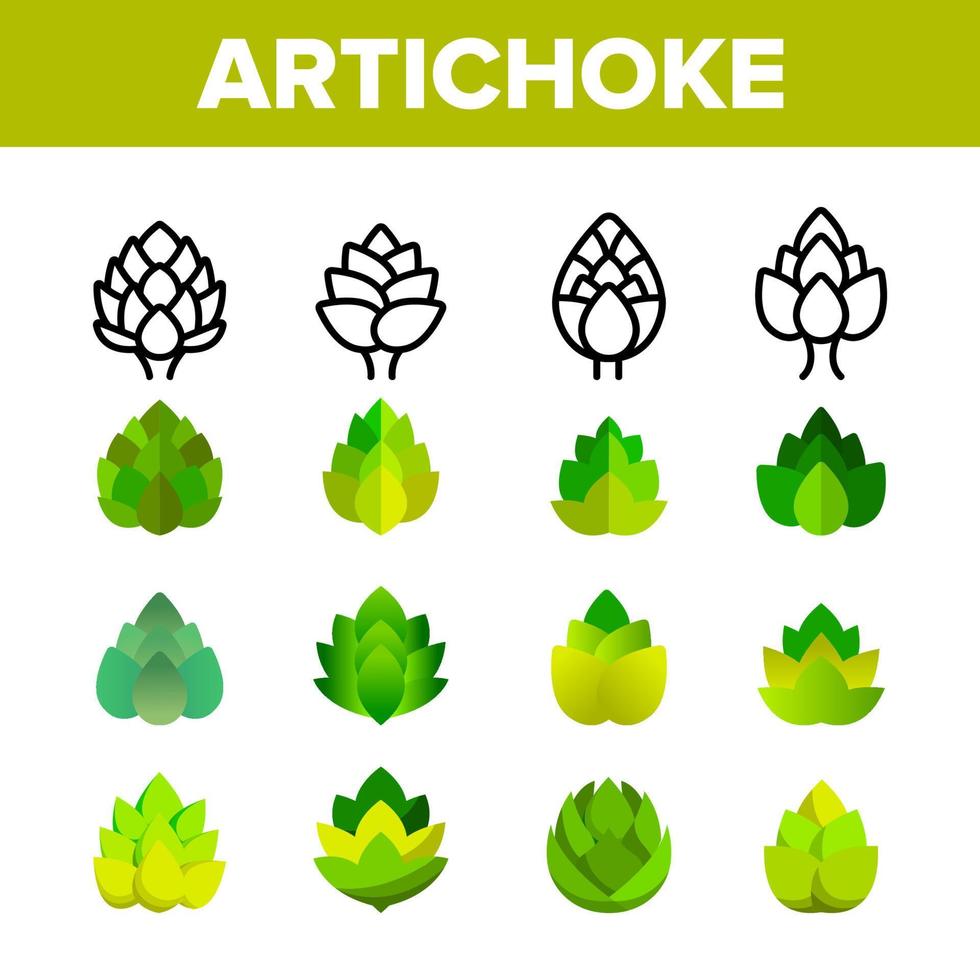 Artichoke, Gourmet Cuisine Vector Linear Icons Set