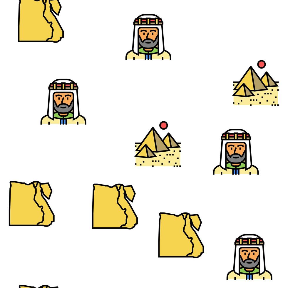 Egypt Country Monument Excursion Vector Seamless Pattern