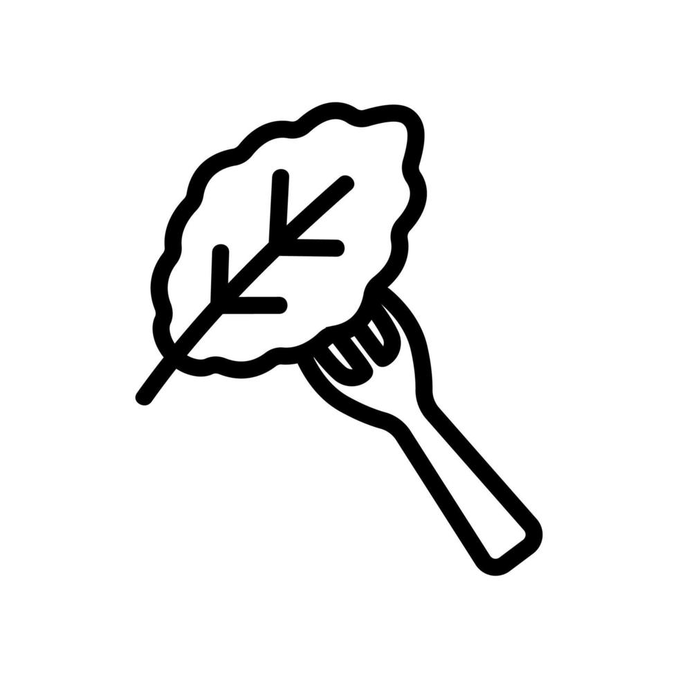 arugula on fork icon vector outline illustration