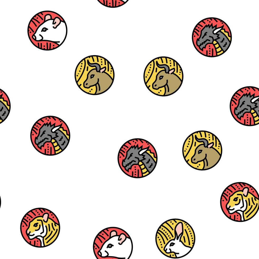 Chinese Horoscope And Accessory Vector Seamless Pattern