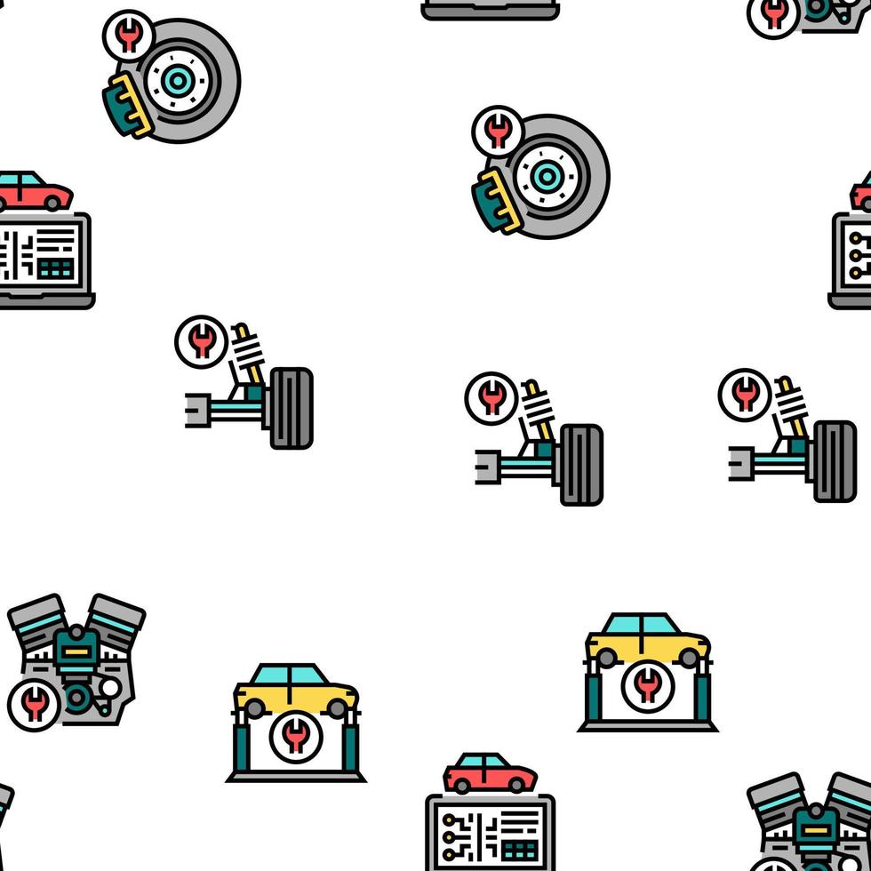 Car Service Garage Vector Seamless Pattern