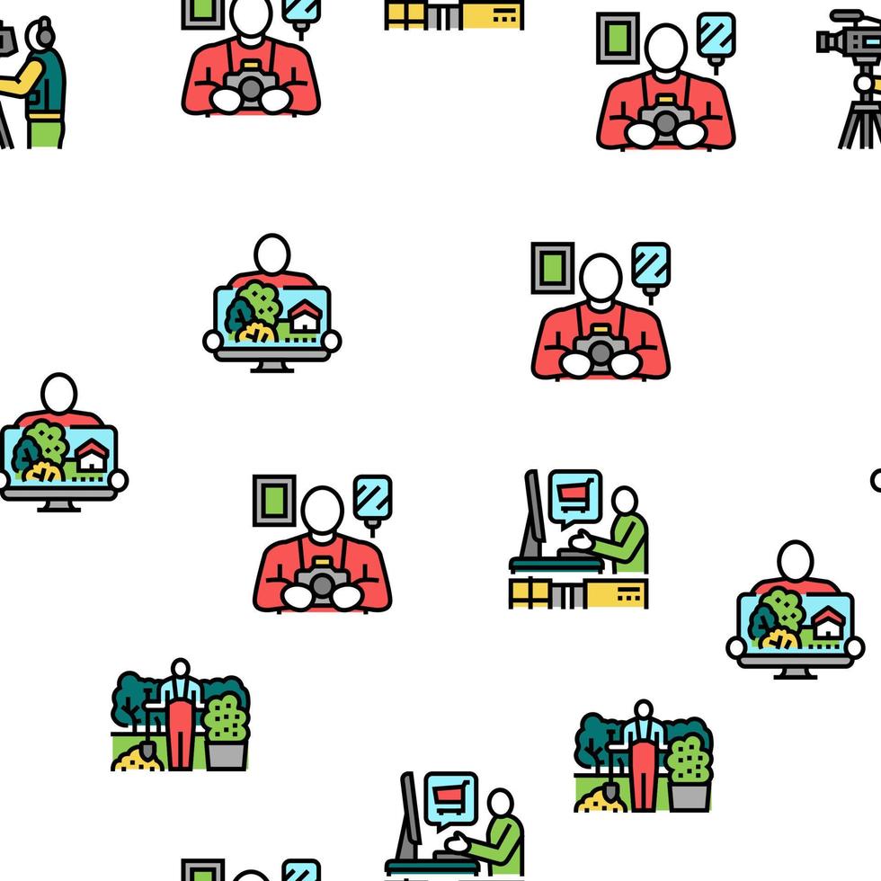 Small Business Worker Occupation Vector Seamless Pattern